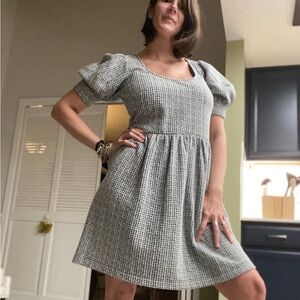 NWT 🏷️ LOFT Houndstooth Oversized Party Dress 🖤🤍🖤🤍